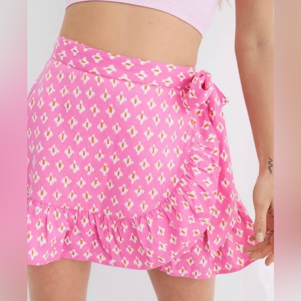 American Eagle Ikat Wrap Skirt Aerie